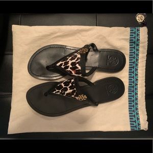 Tory Burch Real Bovine Hair Leather Sandals